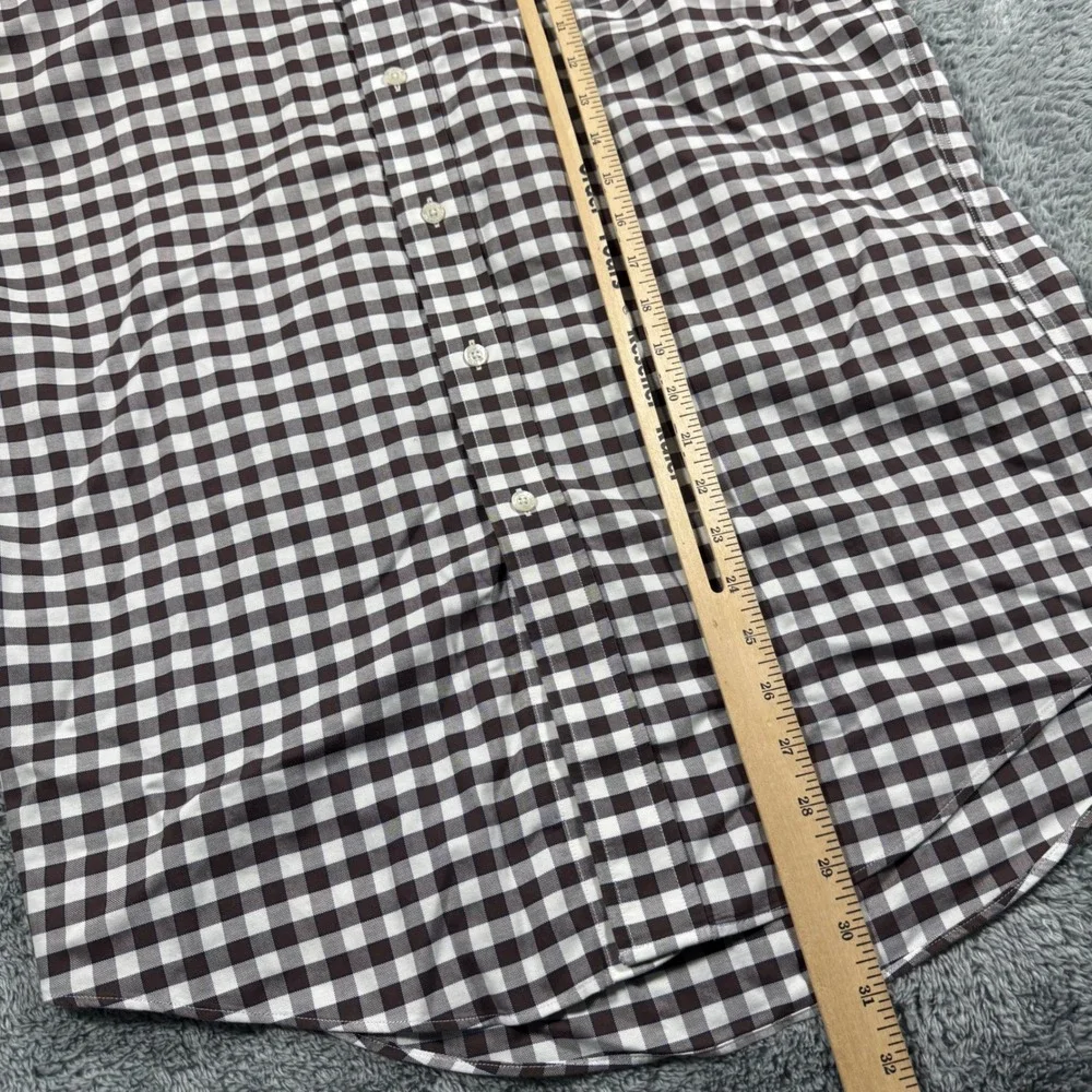 Brooks Brothers Brown Gingham Check Supima Cotton Chest Logo Button Shirt Size M